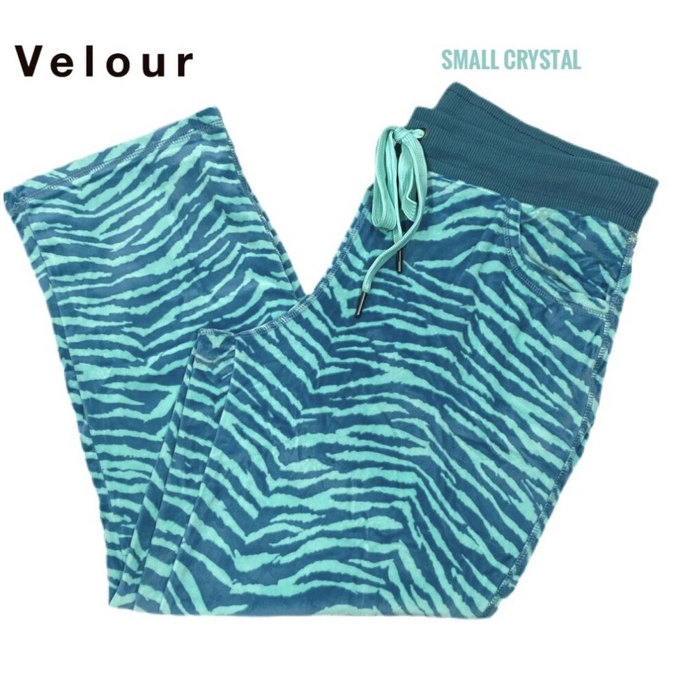 Small LuLaRoe CRYSTAL CROP Pants Mint VELOUR Animal Print Stripes Fits 6/8